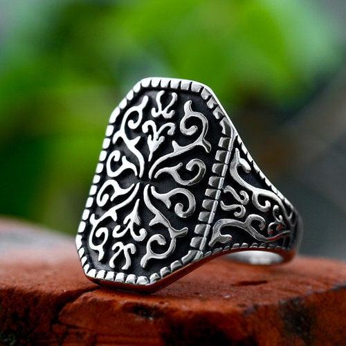 WOLFHA JEWELRY Gothic Pattern Stainless Steel Ring 1
