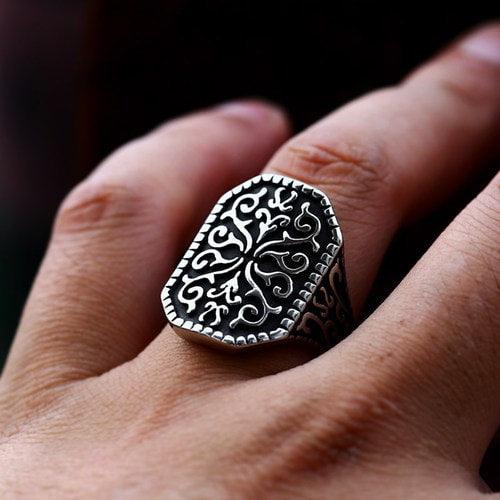 WOLFHA JEWELRY Gothic Pattern Stainless Steel Ring 2