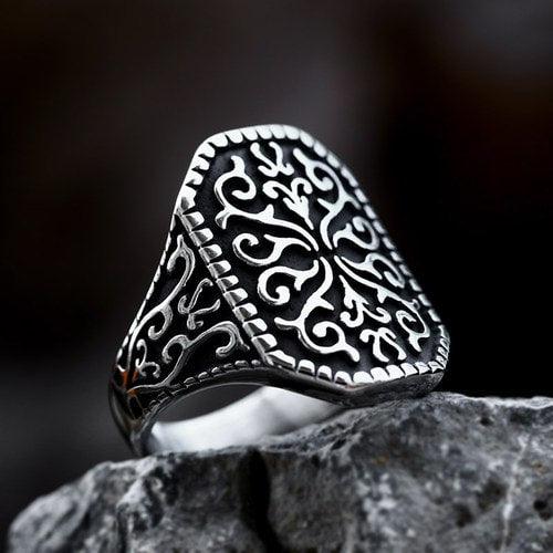 WOLFHA JEWELRY Gothic Pattern Stainless Steel Ring 4