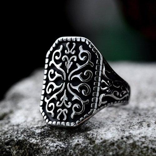 Gothic Pattern Stainless Steel Ring WOLFHA - Main Image