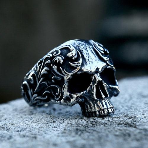 Wolfha Jewelry Gothic Pattern Stainless Steel Skull Ring 1