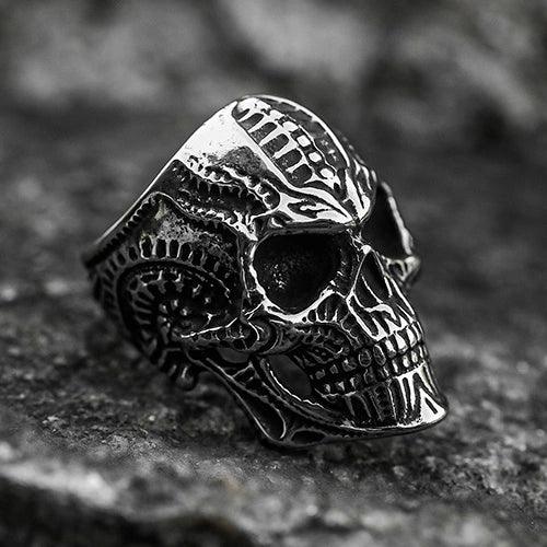 Wolfha Jewelry Gothic Silver Retro Skeleton Head Biker Punk Stainless Steel Rings 1
