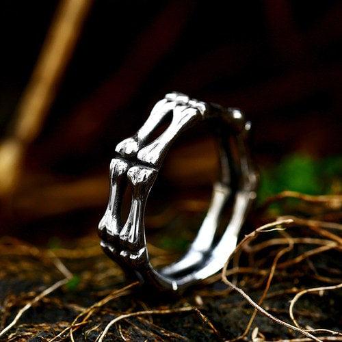 Wolfha Jewelry Gothic Skull Bone Stainless Steel Ring 2