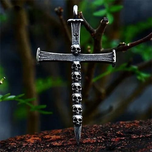 WOLFHA JEWELRY Gothic Skull Cross Stainless Steel Pendant 1