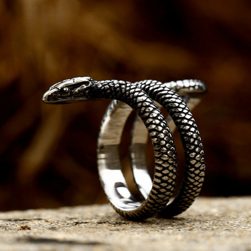 WOLFHA  JEWELRY RINGS Gothic Snake Stainless Steel Ring Silver 1