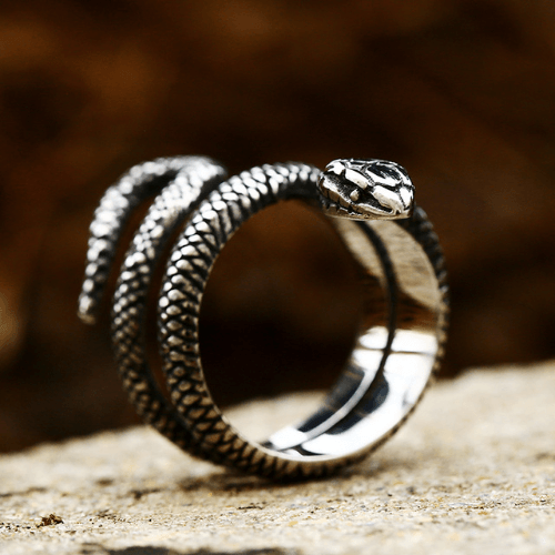 WOLFHA JEWELRY RINGS Gothic Snake Stainless Steel Ring Silver 3