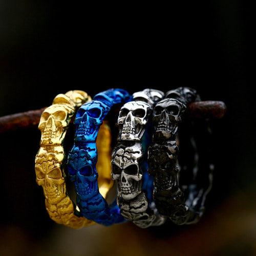 WOLFHA JEWELRY RINGS Gothic Stackable Stainless Steel Skull Ring 1