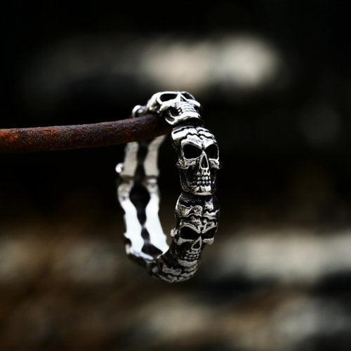 WOLFHA JEWELRY RINGS Gothic Stackable Stainless Steel Skull Ring 4