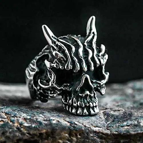 WOLFHA JEWELRY RINGS Gothic Stainless Steel Ghost Skull Ring Silver 9