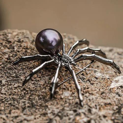 Wolfha Jewelry Halloween Darkness Sillver Spider Brooch 1