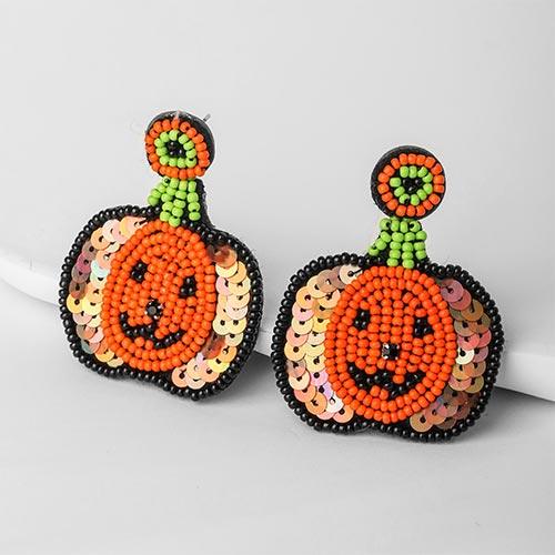 Wolfha Jewelry Halloween Hand Knit Pumpkin Drop Earrings 3