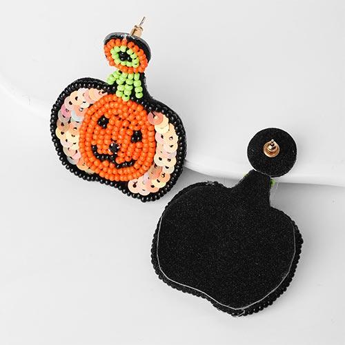 Wolfha Jewelry Halloween Hand Knit Pumpkin Drop Earrings 4