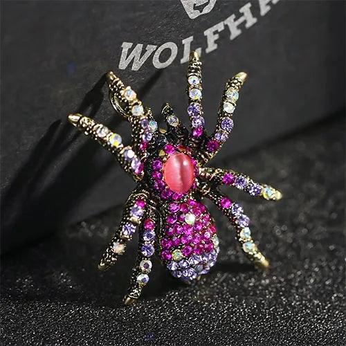 Wolfha Jewelry Halloween Red Luxury Big Spider Brooch 4