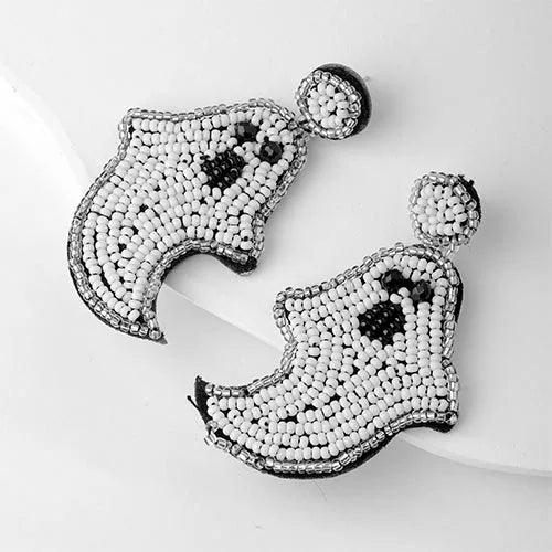 Wolfha Jewelry Halloween White Knitted Ghost Drop Earrings 3