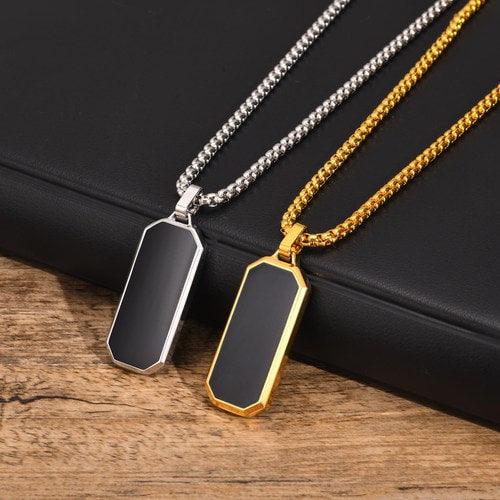 WOLFHA JEWELRY New Trendy Simple Black Square Pendant Necklace 1