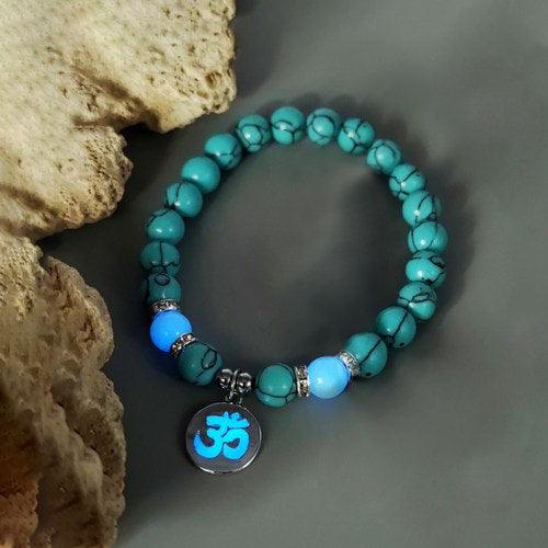 Wolfha Jewelry OM Yoga Healing Glow-in-the-dark Bead Bracelet 3