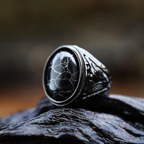 WOLFHA JEWELRY RINGS Personalized Vintage Stainless Steel Black Turquoise Ring Black 1