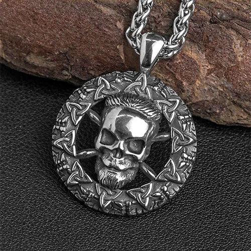 WOLFHA JEWELRY Punk Celtic Knot Stainless Steel Skull Pendant Black/Silver  2