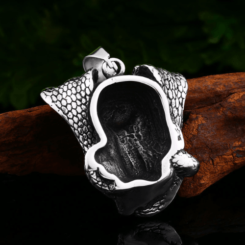 WOLFHA JEWELRY PENDANT Punk Skull with Snake Pendant Silver 2