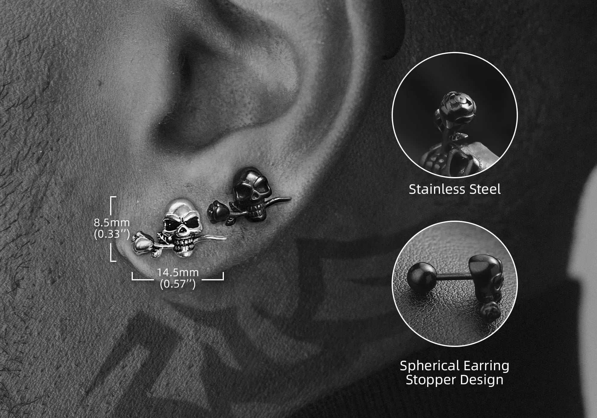 punk_skull_rose_stud_earrings