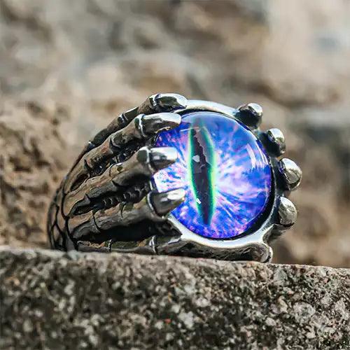 Wolfha Jewelry Purple Evil Eye Vintage Dragon Claw Stainless Steel Ring 5