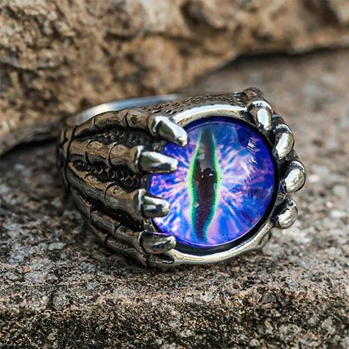 Wolfha Jewelry Purple Evil Eye Vintage Dragon Claw Stainless Steel Ring 4