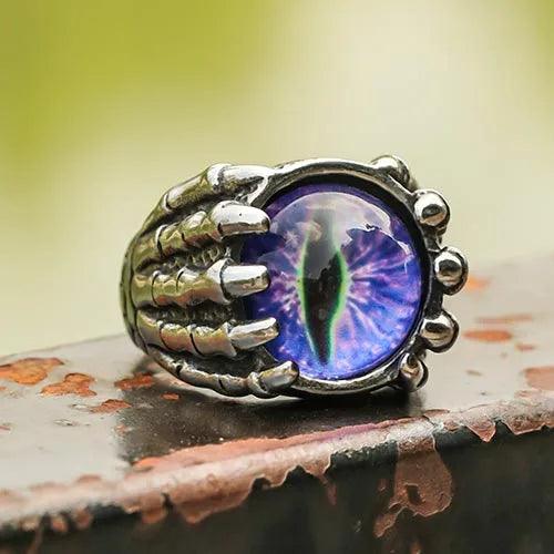 Wolfha Jewelry Purple Evil Eye Vintage Dragon Claw Stainless Steel Ring 2
