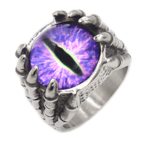 Wolfha Jewelry Purple Evil Eye Vintage Dragon Claw Stainless Steel Ring 1