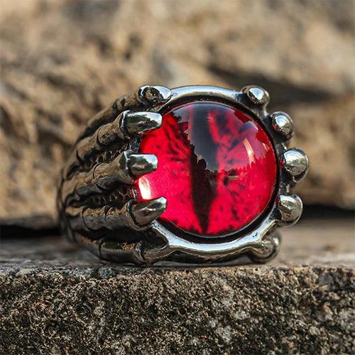 Wolfha Jewelry Red Evil Eye Vintage Dragon Claw Stainless Steel Ring 4