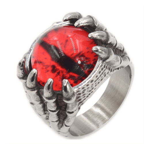 Wolfha Jewelry Red Evil Eye Vintage Dragon Claw Stainless Steel Ring 1
