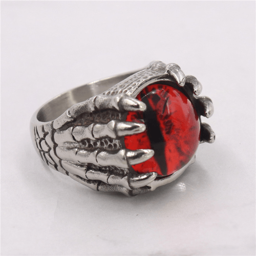 Wolfha Jewelry Red Evil Eye Vintage Dragon Claw Stainless Steel Ring 2