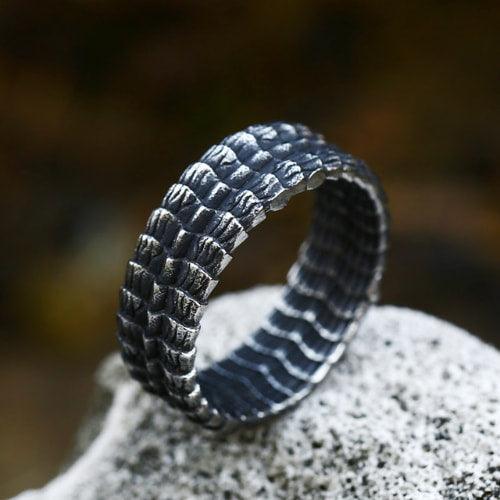 Wolfha Jewelry Viking Wolfha Jewelry Retro Dragon scales Stainless Steel Ring 1