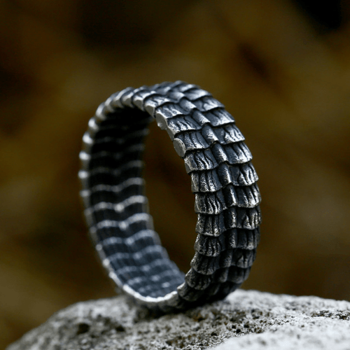 Wolfha Jewelry Viking Retro Dragon scales Stainless Steel Ring 2