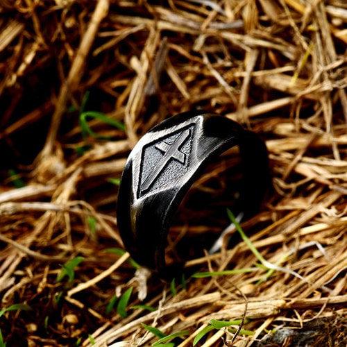 Wolfha Jewelry Retro Frosted Cross Stainless Steel Ring 4