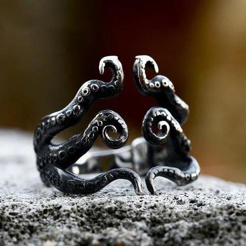 WOLFHA JEWELRY Retro Octopus Tentacles Stainless Steel Ring 1