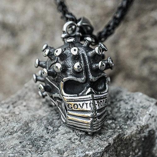 Wolfha Jewelry Silver Gothic Crown Virus Skull Stainless Steel Pendant 3 