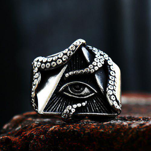 Wolfha Jewelry Egyptian The Eye of Horus Retro Stainless Steel Octopus Ring 1