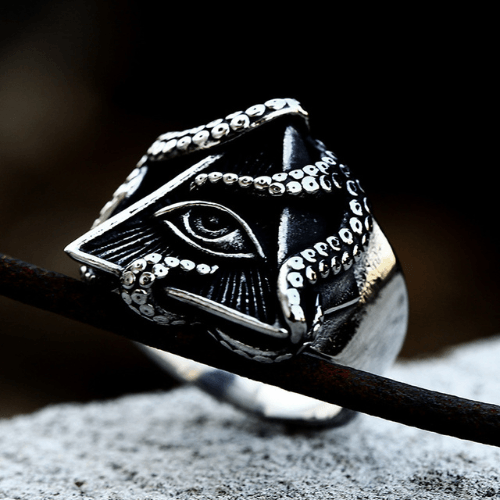 Wolfha Jewelry Egyptian The Eye of Horus Retro Stainless Steel Octopus Ring 2