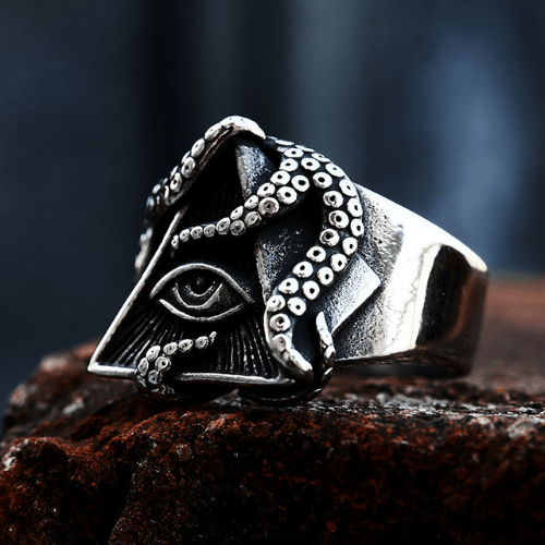 Wolfha Jewelry Egyptian The Eye of Horus Retro Stainless Steel Octopus Ring 3
