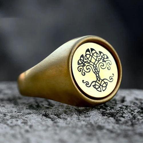 WOLFHA JEWELRY Tree of Life Gold Spinner Viking Ring 1