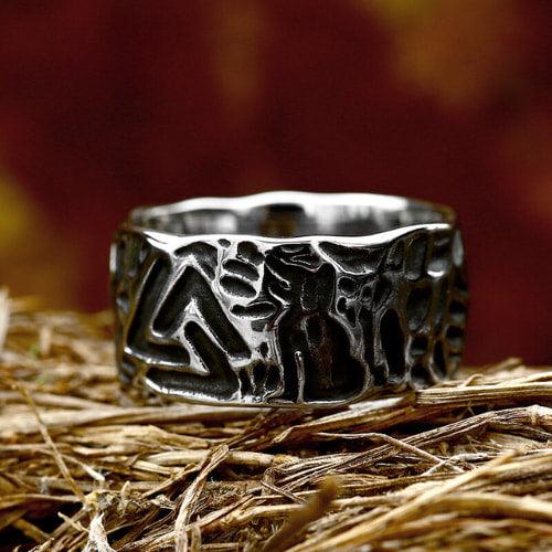 Wolfha Jewelry Valknut Stainless Steel Viking Ring 4