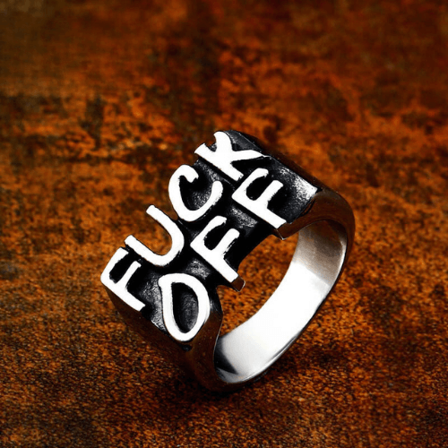 WOLFHA JEWELRY RINGS Vintage Fuck Off Letter Stainless Steel Ring Silver 2