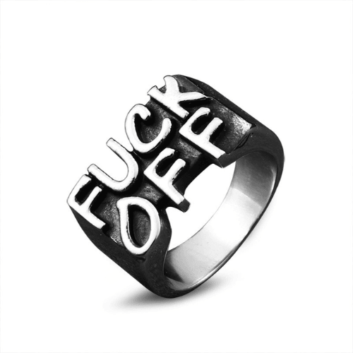 WOLFHA JEWELRY RINGS Vintage Fuck Off Letter Stainless Steel Ring Silver 3