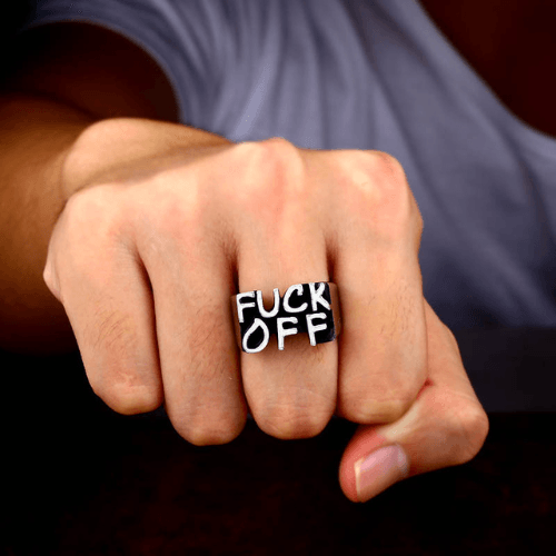WOLFHA JEWELRY RINGS Vintage Fuck Off Letter Stainless Steel Ring Silver 4