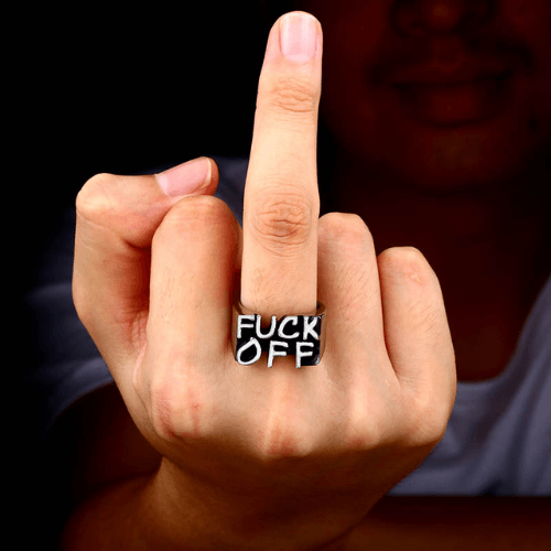 WOLFHA JEWELRY RINGS Vintage Fuck Off Letter Stainless Steel Ring Silver 5