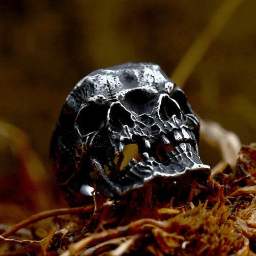 Wolfha Jewelry Vintage Gothic Double Skull Stainless Steel Ring 2