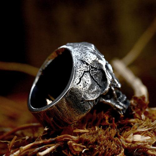 Wolfha Jewelry Vintage Gothic Double Skull Stainless Steel Ring 3