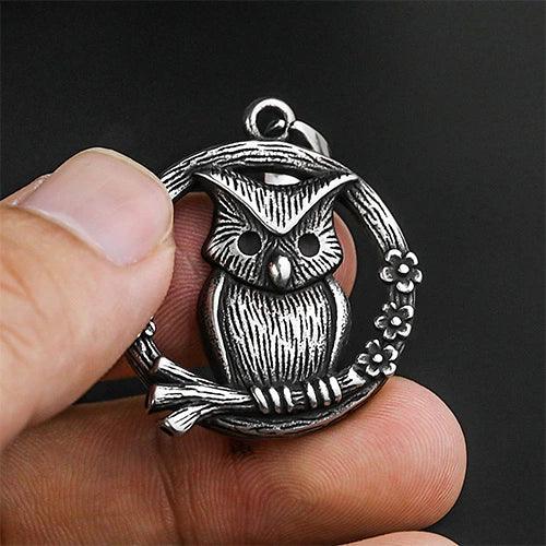 Wolfha Jewelry Vintage Owl Round Stainless Steel Pendant 3