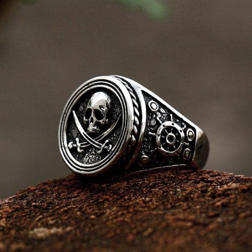 Wolfha Jewelry Vintage  Pirate Stainless Steel Skull Ring 1