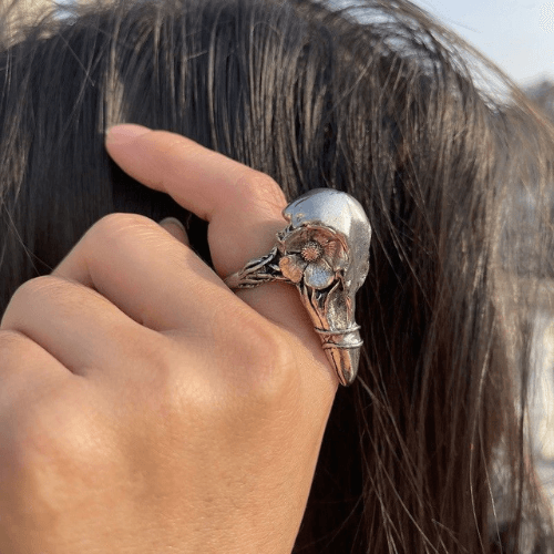 Wolfha Jewelry Vintage Dimensional Crows Skull Ring 3
